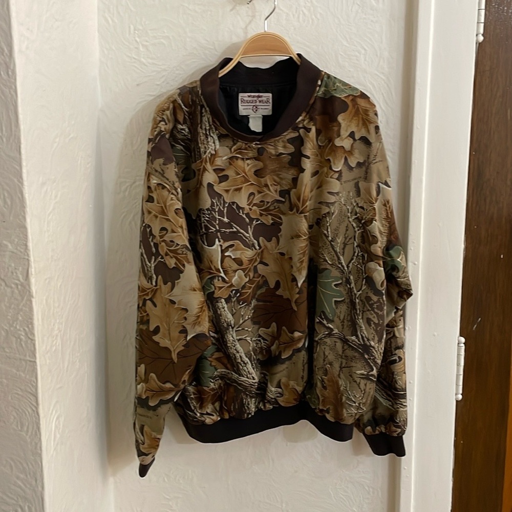 WRANGLER Men's Rugged Wear Windbreaker Camo Pullover Jacket XL
